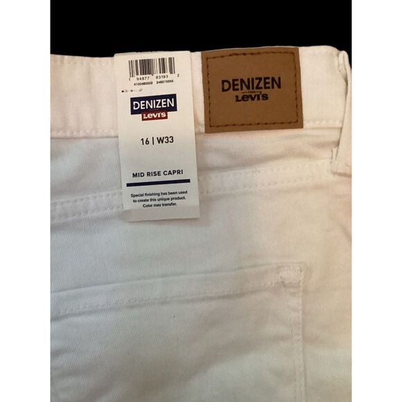 Levi’s Denizen White Denim Mid Rise Capri Stretch Jeans Size 16 W33 NEW - Picture 7 of 8